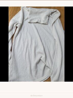 Faherty Cream Ribbed Cowl Neck Sweater Size M | Cozy Knit | Neutral |
